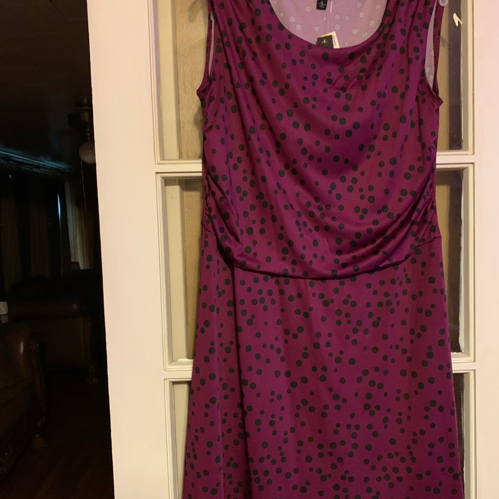 Espresso burgundy and black polka dot dress